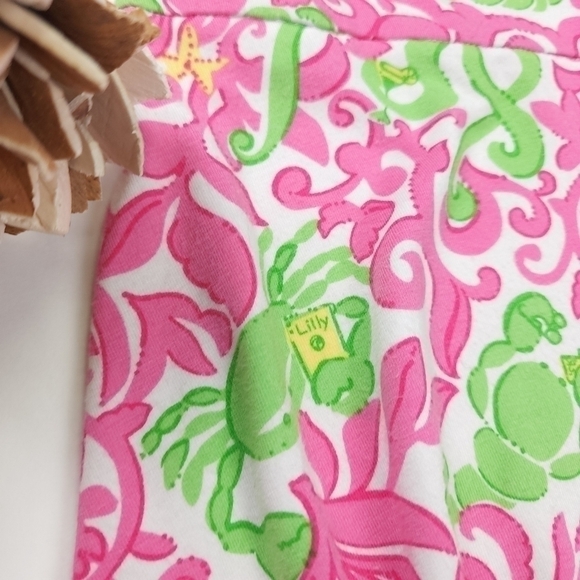 Lilly Pulitzer Pink Green Crabby Octopus Vicose Blend Stretchy Skirt Sz … - Picture 4 of 14